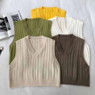 Check styling ideas for「Cable V Neck Knitted Vest、Miracle Air