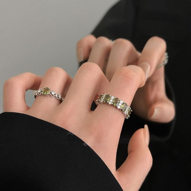 Jael-Rhinestone Open Ring Set