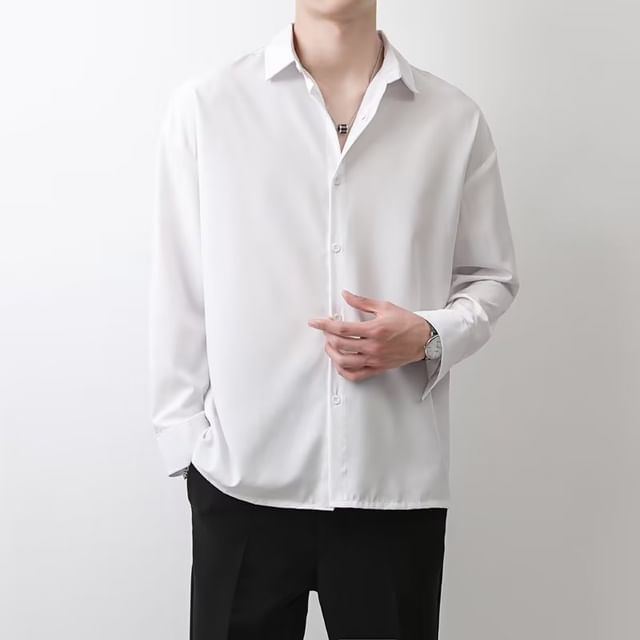 Lingaris-Long-Sleeve Plain Shirt
