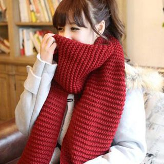 Pompabee Chunky Knit Scarf Red One Size