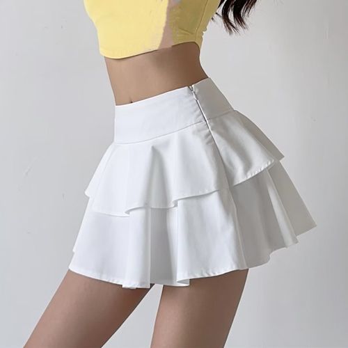 Plain white ruffle discount skirt