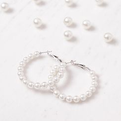 Lemite - Faux-Pearl Hoop Earrings Lemite - Faux-Pearl Hoop Earrings