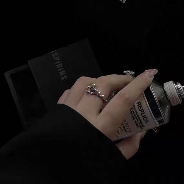 Seirios-Faux Crystal Alloy Open Ring