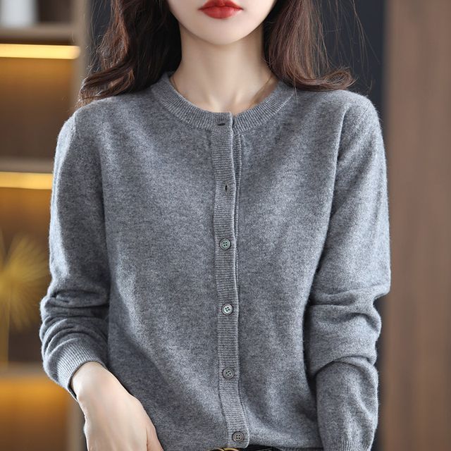 lilygirl - Crew Neck Plain Cardigan | YesStyle