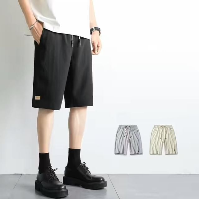 Neonity Wear-Drawstring Waist Plain Shorts