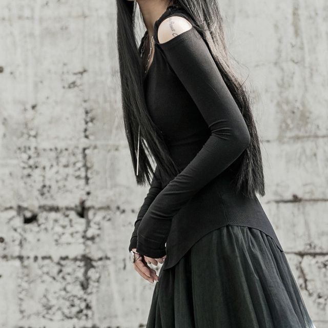 black backless halter dress Modal Halter-Neck Thigh-Split Maxi Dress in Black - 14