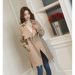 Everose - 純色腰結帶風衣 Everose - 純色腰結帶風衣