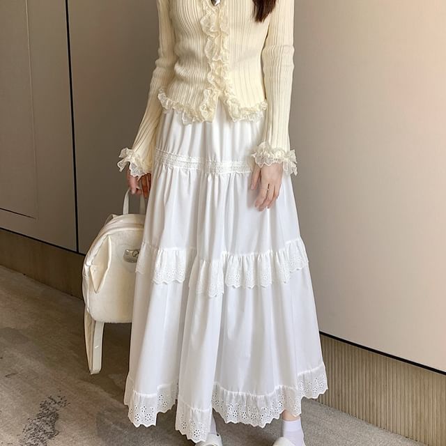 Ukiyo-Mid Rise Midi A-Line Skirt