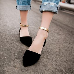 Shoes Galore - Metallic Ankle Strap Flats Shoes Galore - Metallic Ankle Strap Flats