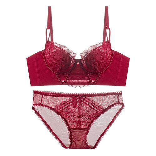 Free Shipping Burgundy Lace Lingerie Set