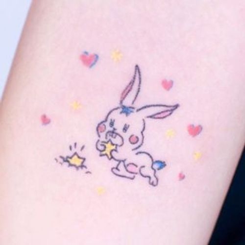 Cartoon Rabbit Temporary Tattoos for Women Man Arm Cute Waterproof Tattoo  Stickers Art Lasting Sakura Flower Fake Tattoo - AliExpress