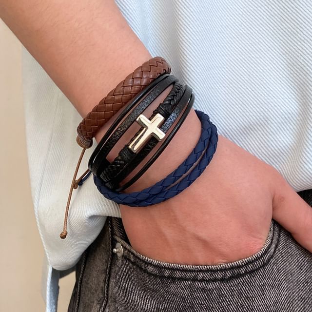 Sharkkira-Faux Leather Bracelet Set