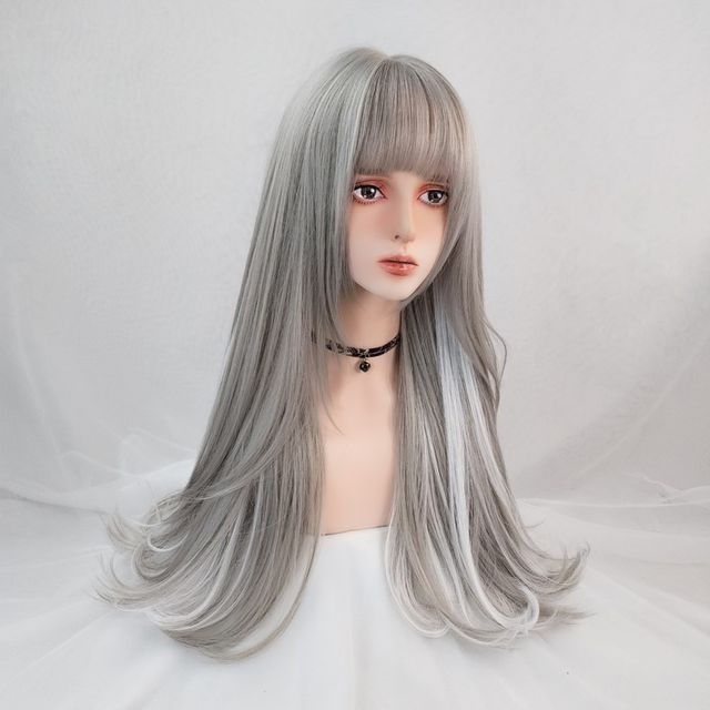 Jellyfish-Highlight Long Straight Full Wig