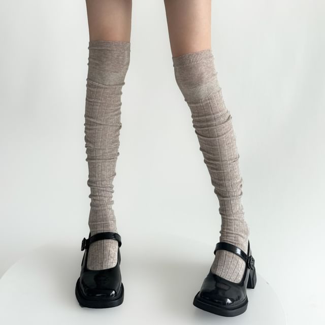 Gentiana-Plain Over The Knee Socks