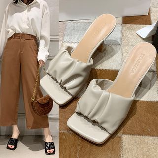 square toe slide sandals