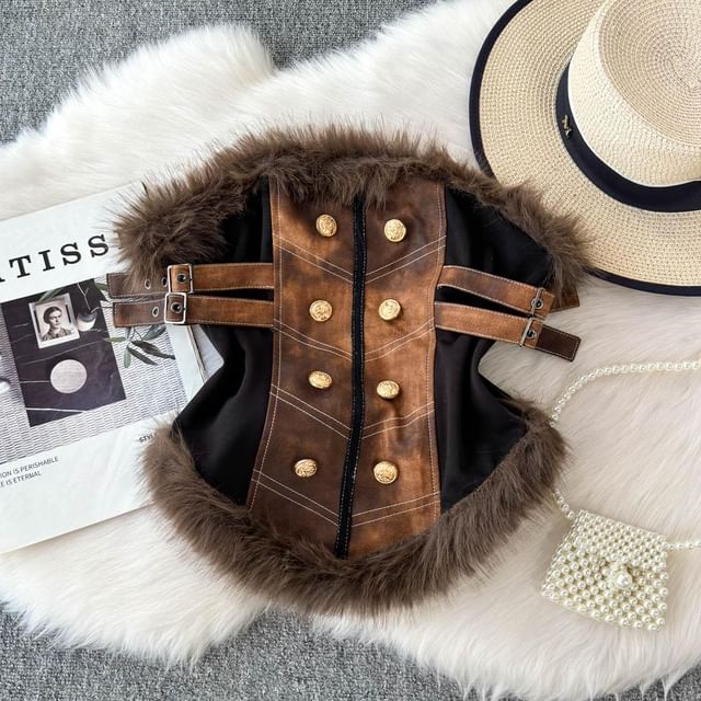 トップス IMMUNE faux fur camisole IMMUNE faux fur camisole JUMISEE Women Sexy Faux Fur Trim