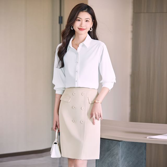 Buy formal shirt and skirt set Sale