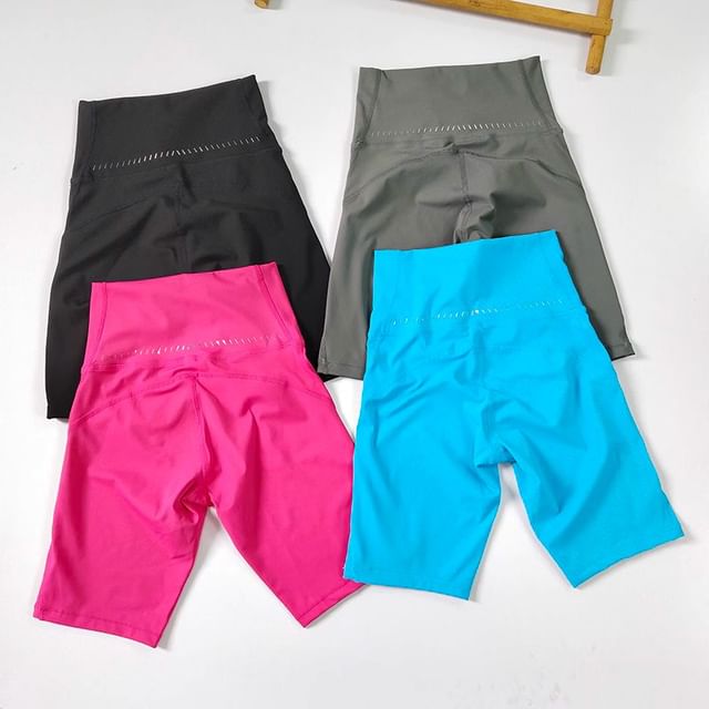 Runyz-High Waist Plain Yoga Shorts