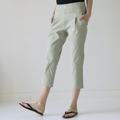 Lemite - Band-Waist Cropped Baggy Pants Lemite - Band-Waist Cropped Baggy Pants