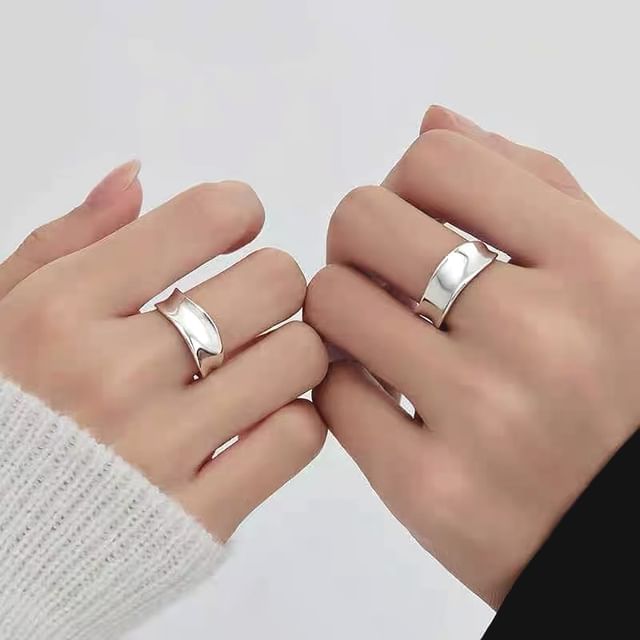 Toinianimos-925 Sterling Silver Couple Matching Geometry Ring