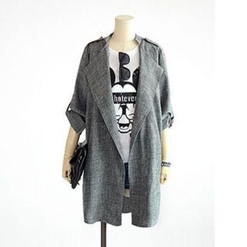 VIZZI Marled Longline Coat YesStyle
