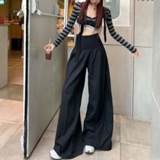 Everose-High Waist Plain Wide Leg Pants