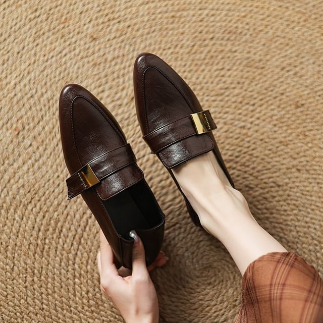 Cinnabelle-Pointed Toe Faux Leather Loafers