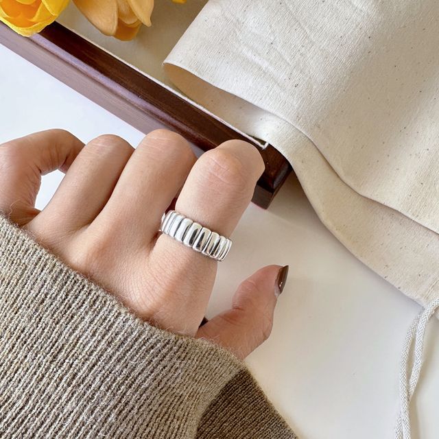Forainer-Textured Sterling Silver Open Ring