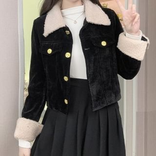 Woohan-Collared Button-Up Crop Jacket