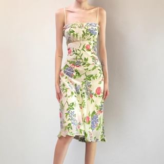 Sosana Spaghetti Strap Floral Print Slim-Fit Midi Bodycon Dress Sale
