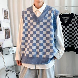 【KOOLOSET】Checker Pattern Knit Vest l_p0179668615.jpg