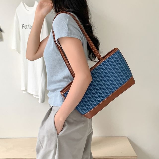 FAYLE-Canvas Striped Tote Bag