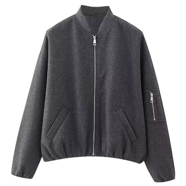 Susaine - Plain Zip-Up Bomber Jacket | YesStyle