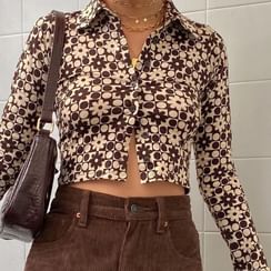 Sosana - Long Sleeve Collared Printed Cropped Shirt Sosana - Long Sleeve Collared Printed Cropped Shirt