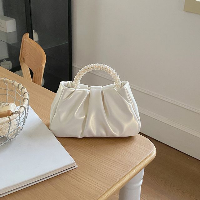 Indenis-Faux Leather Shirred Hand Bag