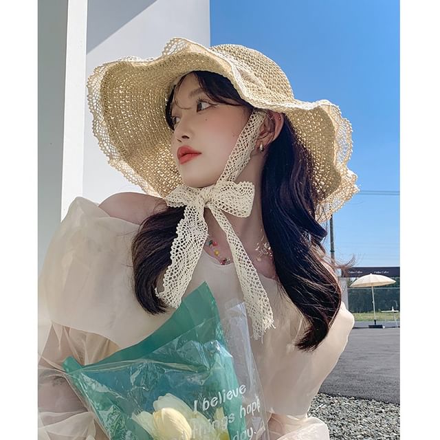 TAAK-Lace Trim Sun Hat