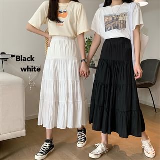 Mikiko - Tiered A-Line Midi Skirt | YesStyle