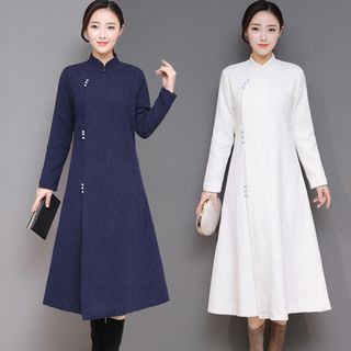 Fimina - Long-Sleeve Mandarin Collar Long Jacket | YesStyle