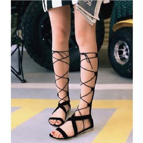 Amazon.com : Lace up Sandals for Women Tie up Dressy Summer Strappy Flat  Open Toe Beach Shoes Casual Ankle Wrap Strap Roman Sandal Lightweight  Comfortable Walk Slip on Gladiators Sandals : Sports