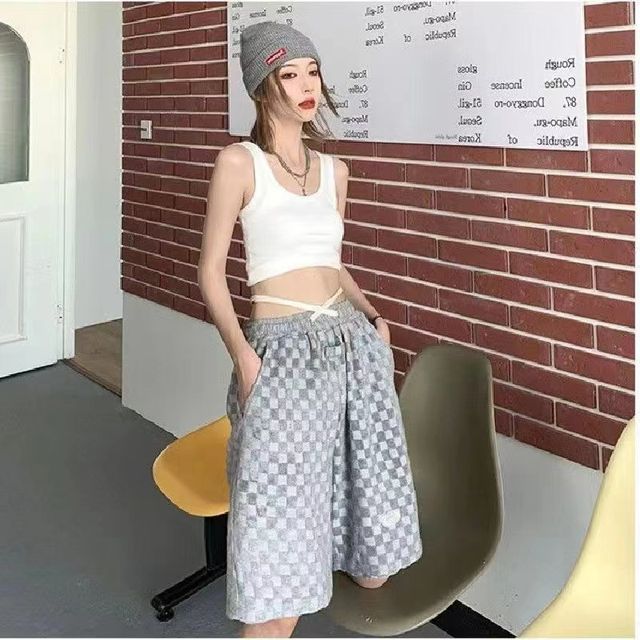 Everose-Checkerboard Sweatshorts