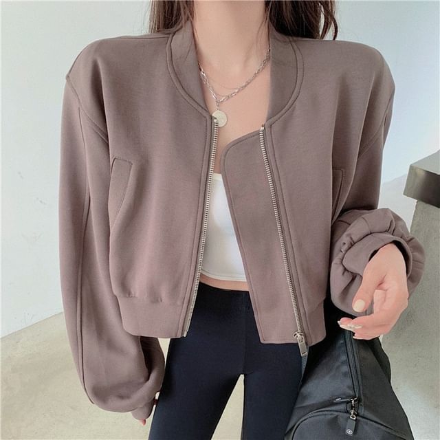 Kenning-Plain Crop Zip Jacket