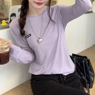 Beem-Long-Sleeve Crew Neck Plain Tee