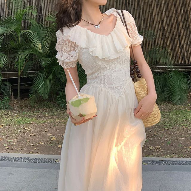 a line midi formal dress Colors 3346 Short Ruffle Layer Homecoming Dress A Line Lace Corset Ple –  Glass Slipper Formals main image 1
