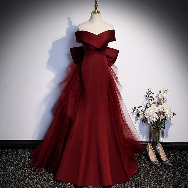Off Shoulder Plain Mermaid Evening Dress