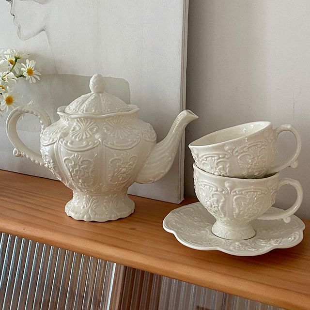 Archok Embossed Ceramic Tea Cup / Saucer / Spoon YesStyle