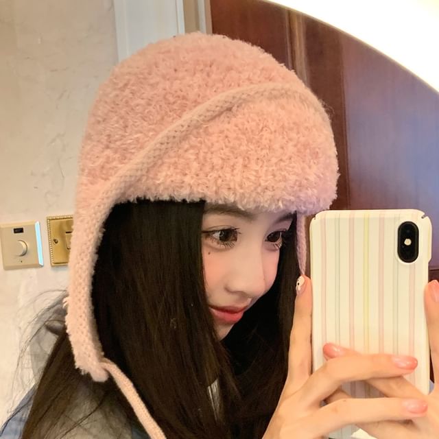 Sparktage-Fleece Plain Trapper Hat