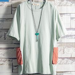 Soinku - Elbow-Sleeve Pocket T-Shirt Soinku - Elbow-Sleeve Pocket T-Shirt