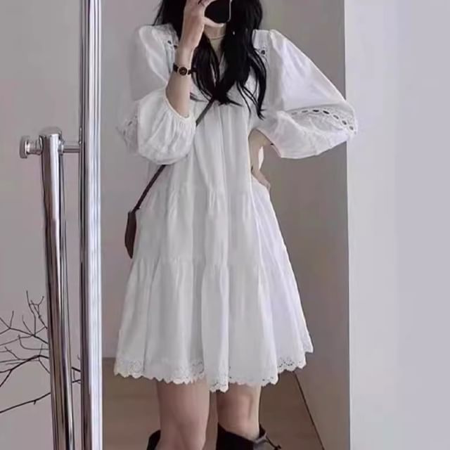 pink fitted shirt dress Lace dress main image 1
