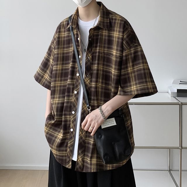 GRAYCIOUS-Elbow-Sleeve Plaid Shirt
