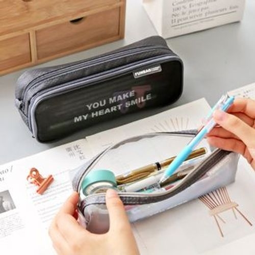 Cute Essentials - Lettering Mesh Pencil Case